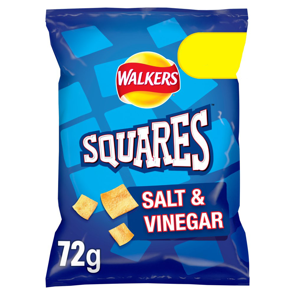 Walkers Squares Salt & Vinegar Snacks Crisps 18 x 72g Case