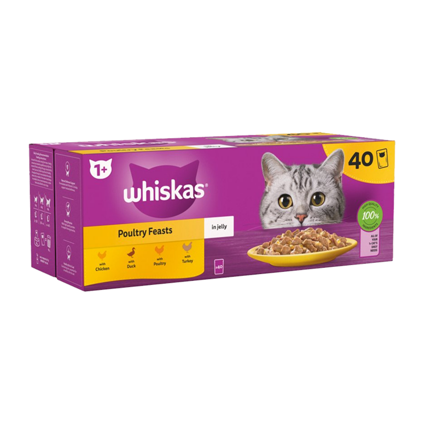 Whiskas Adult Cat Food 40 x 85g Pouch Case (Multiple Flavours)