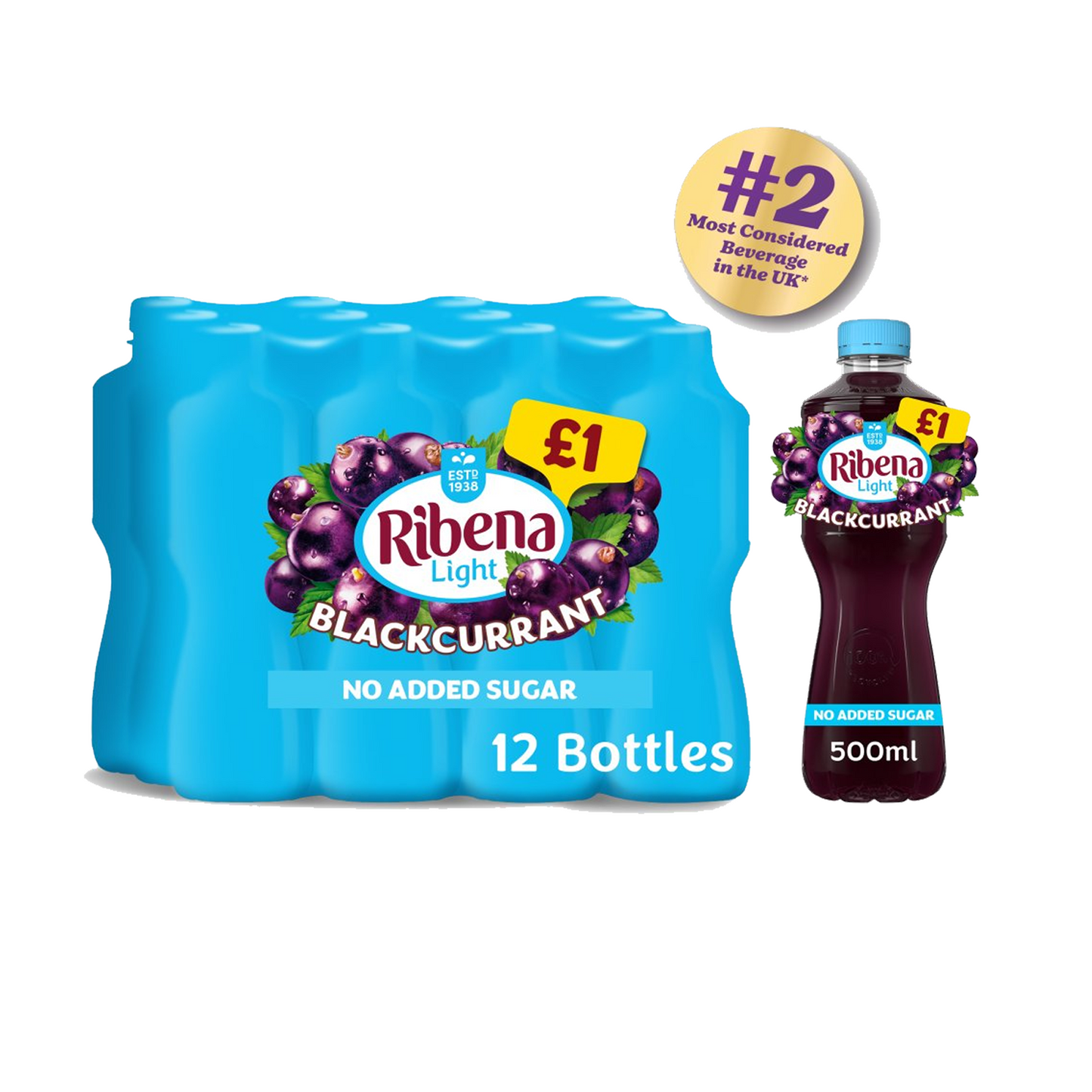 Ribena 12 x 500ml Bottles Case