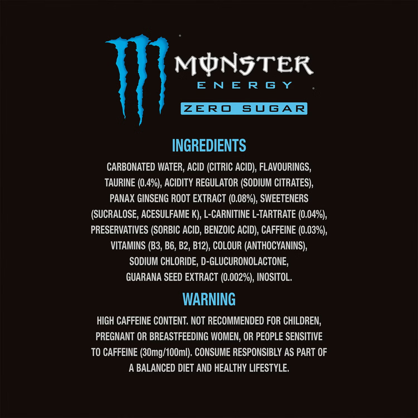 Monster Absolutely Zero Sugar 24 x 500ml Cans Case