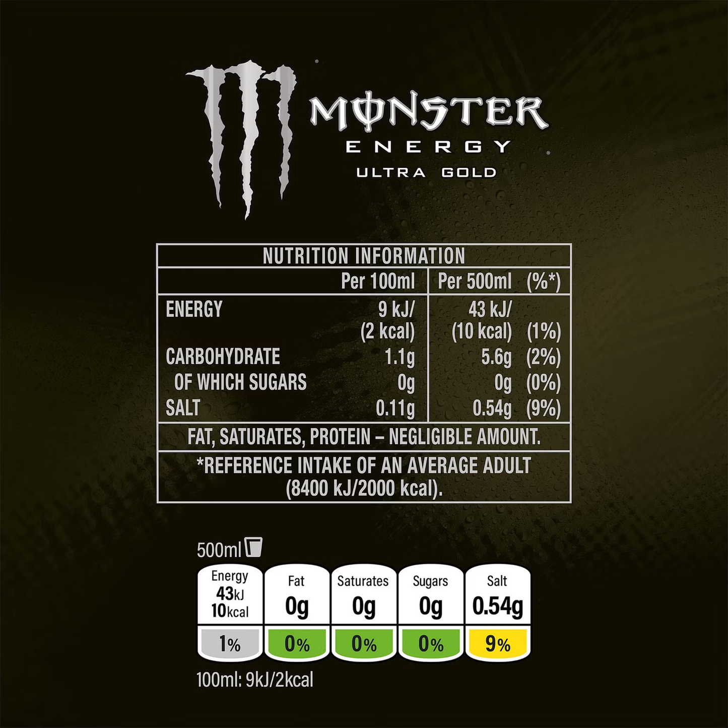 Monster Ultra Gold 24 x 500ml Cans Case