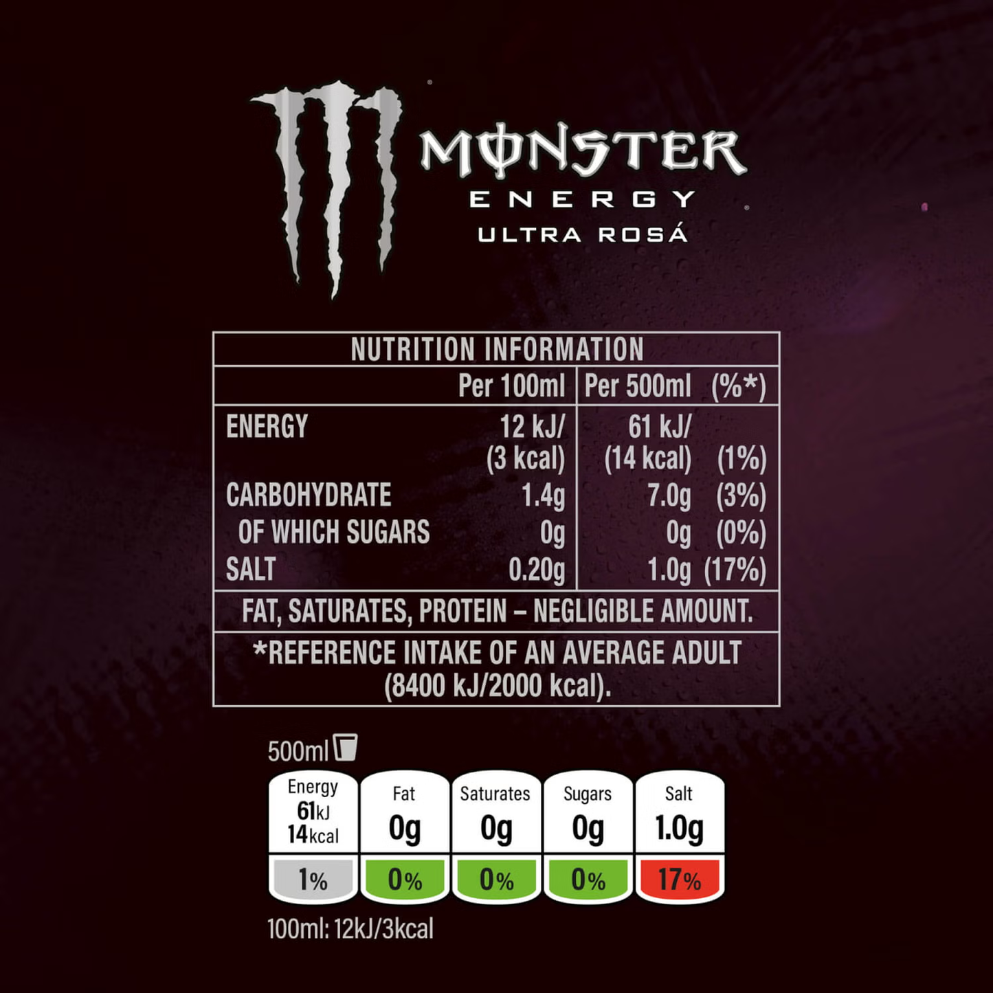 Monster Ultra Rosa 24 x 500ml Cans Case