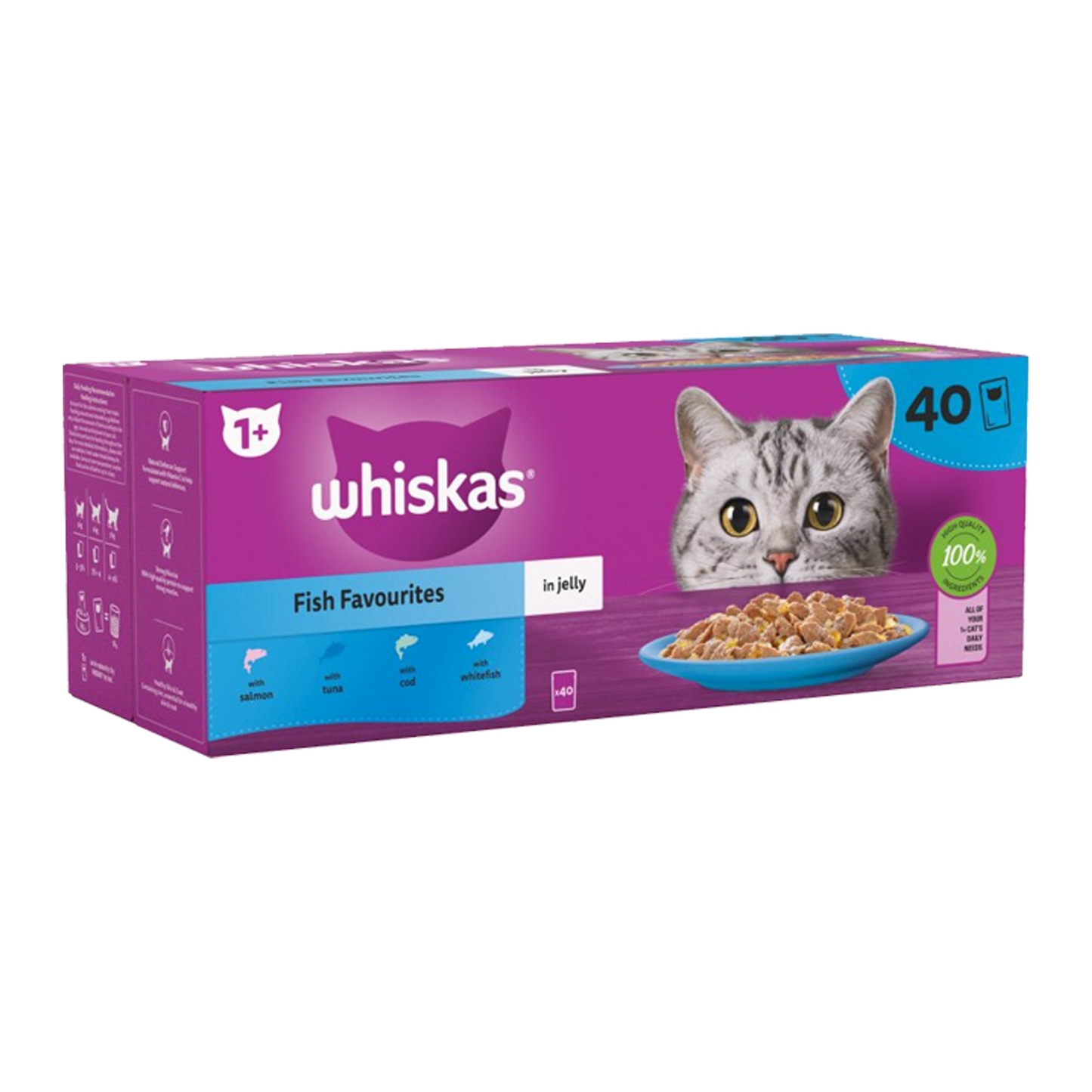 Whiskas Adult Cat Food 40 x 85g Pouch Case (Multiple Flavours)