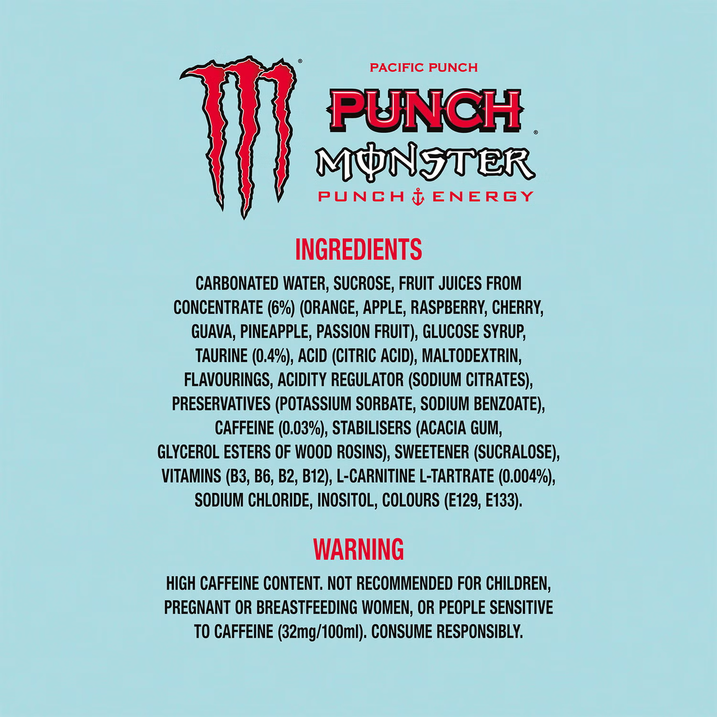 Monster Pacific Punch 24 x 500ml Cans Case