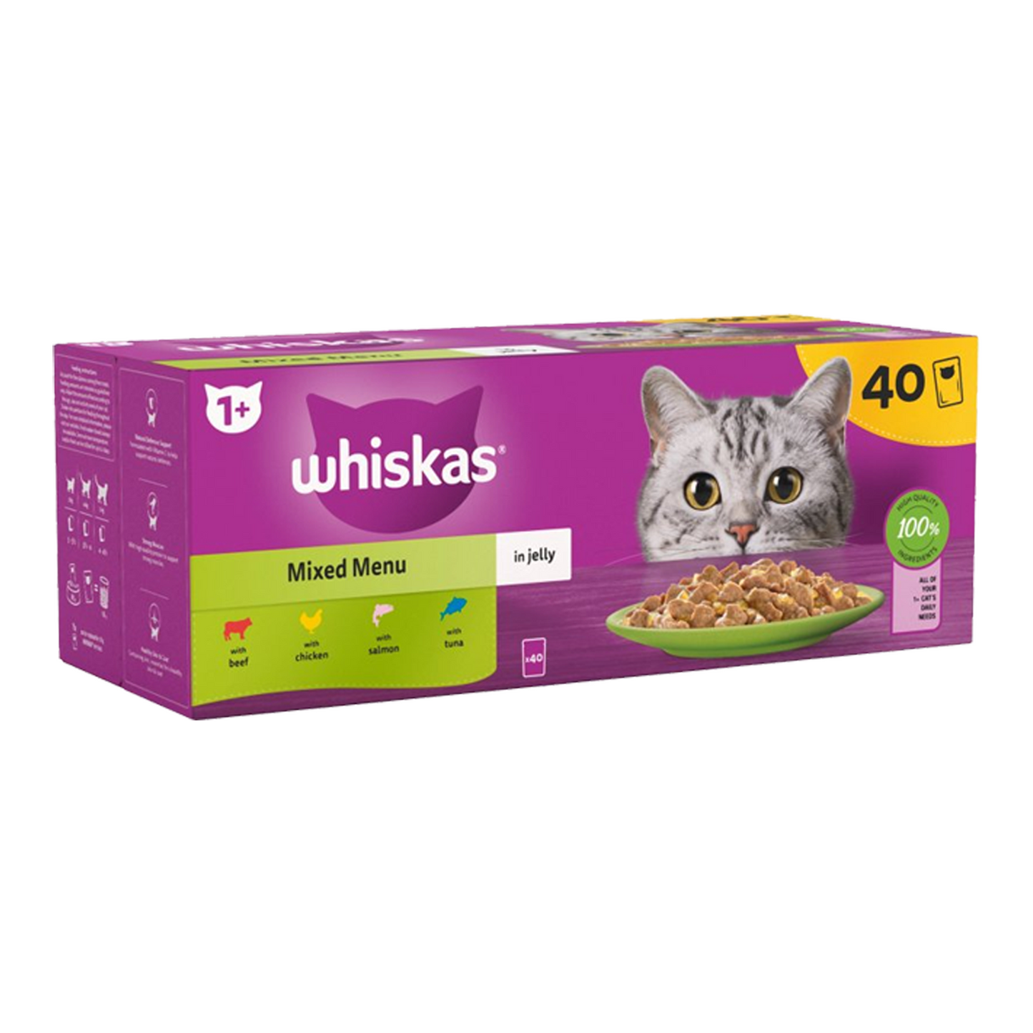 Whiskas Adult Cat Food 40 x 85g Pouch Case (Multiple Flavours)