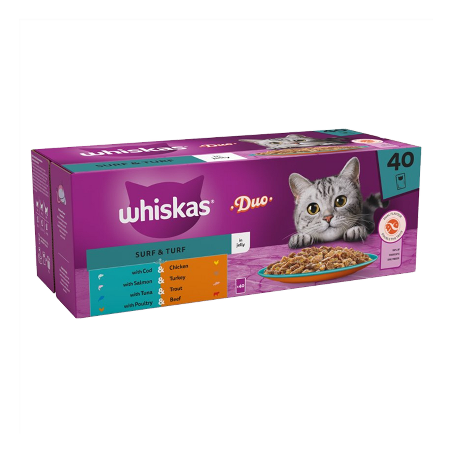 Whiskas Adult Cat Food 40 x 85g Pouch Case (Multiple Flavours)