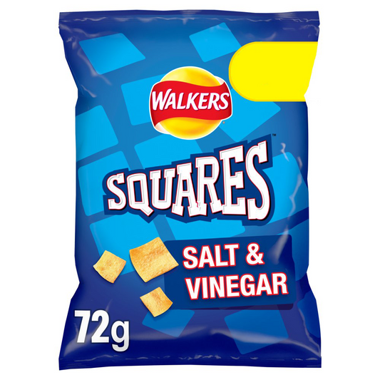 Walkers Squares Salt & Vinegar Snacks Crisps 18 x 72g Case