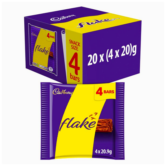 Cadbury Flake Chocolate Bar Multipack 20 x (4 x 20g) Case